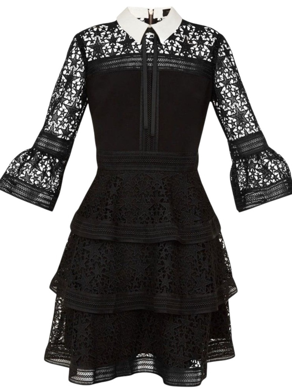 Ted Baker London Star Black and White Lace Midi Dress